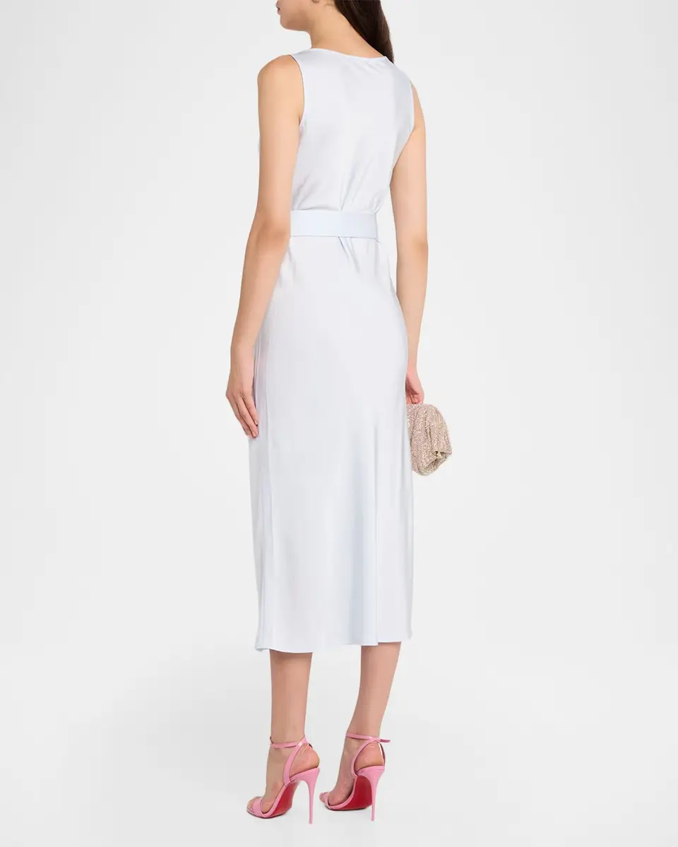 Lapointe Satin Sleeveless Belted Dress | Thumbnail 3 Lapointe Satin Sleeveless Belted Dress | Thumbnail 3