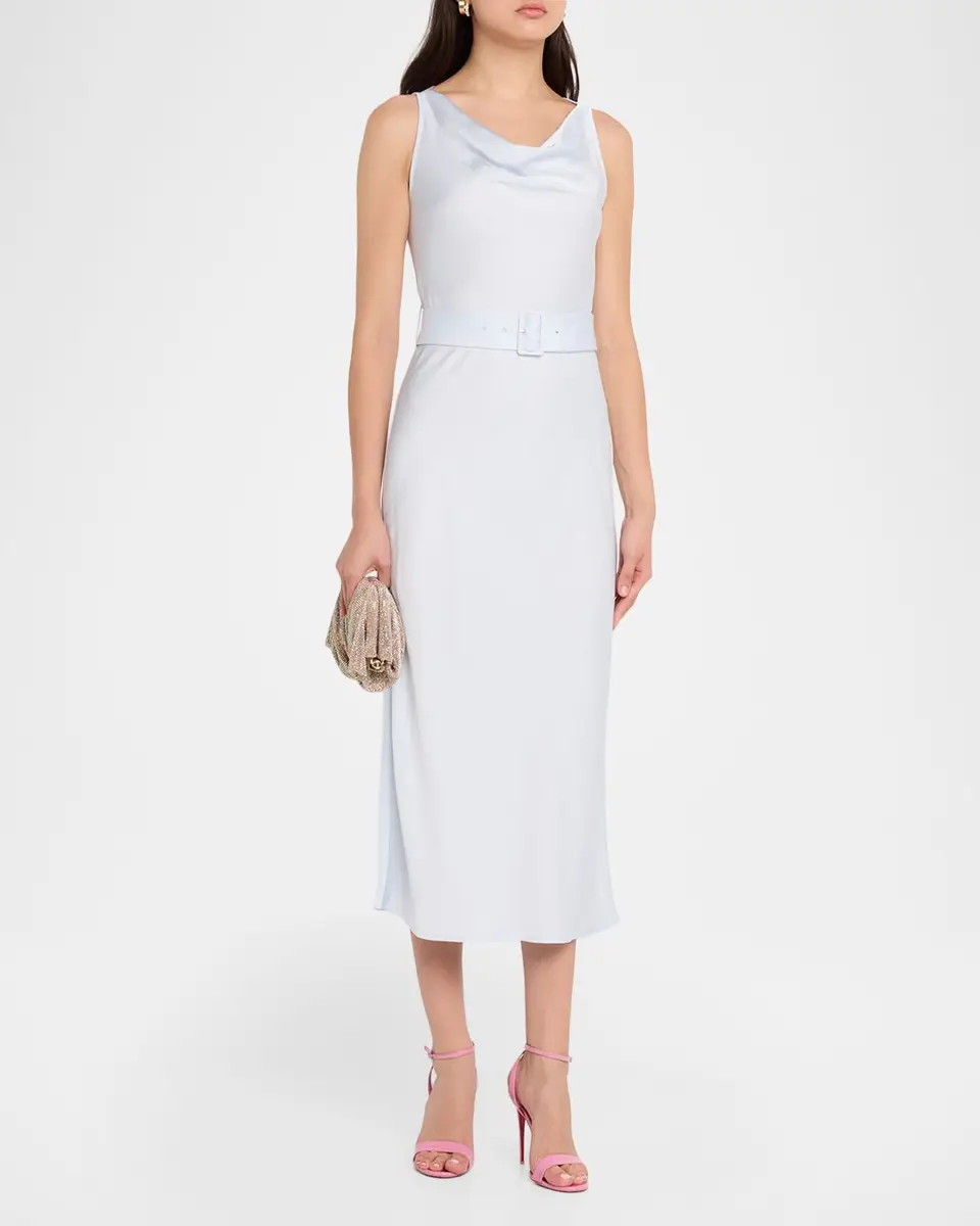 Lapointe Satin Sleeveless Belted Dress | Thumbnail 4 Lapointe Satin Sleeveless Belted Dress | Thumbnail 4