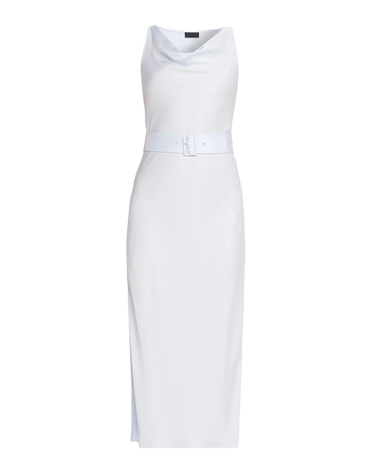 Satin Sleeveless Belted Dress