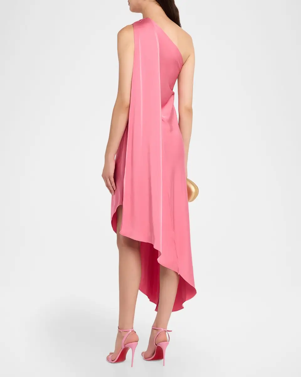Lapointe Satin One-Shoulder Midi Dress | Thumbnail 3 Lapointe Satin One-Shoulder Midi Dress | Thumbnail 3
