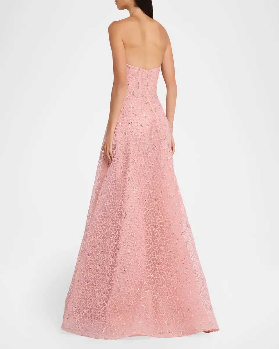 Naeem Khan Floral Cording Strapless A-Line Gown | Thumbnail 3 Naeem Khan Floral Cording Strapless A-Line Gown | Thumbnail 3
