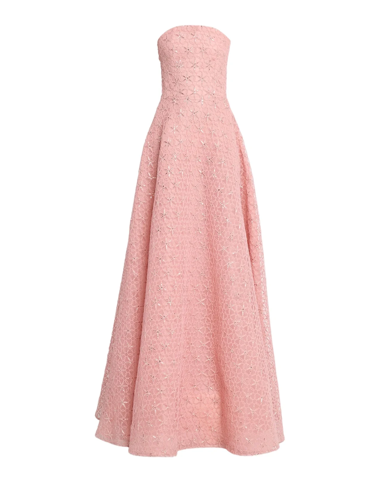 Floral Cording Strapless A-Line Gown