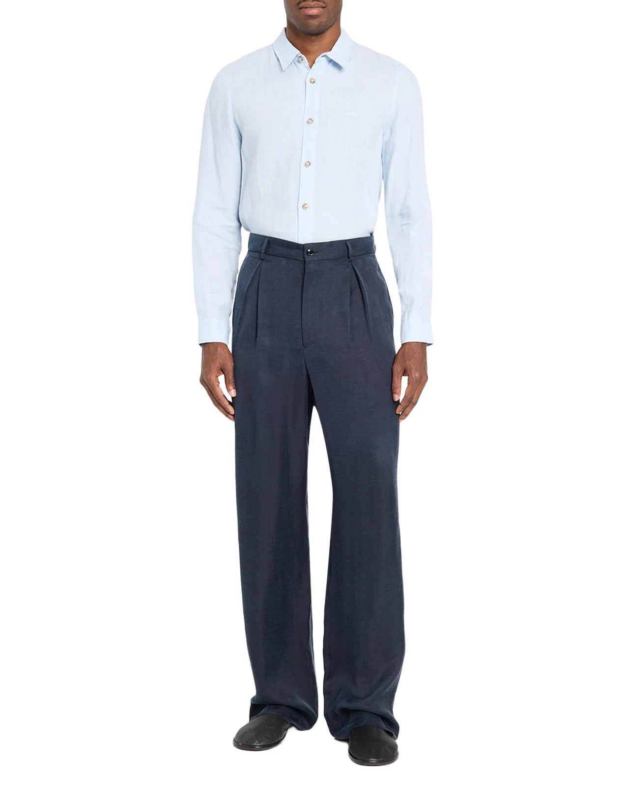 Men's Cotton and Lyocell Pleated Wide-Leg Trousers Men's Cotton and Lyocell Pleated Wide-Leg Trousers