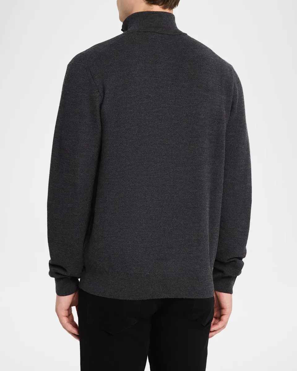 Ralph Lauren Purple Label Men's Piqué-Knit Wool Quarter-Zip Sweater | Thumbnail 3 Ralph Lauren Purple Label Men's Piqué-Knit Wool Quarter-Zip Sweater | Thumbnail 3