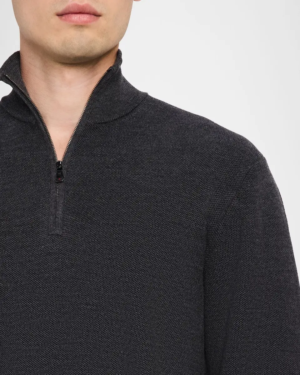 Ralph Lauren Purple Label Men's Piqué-Knit Wool Quarter-Zip Sweater | Thumbnail 5 Ralph Lauren Purple Label Men's Piqué-Knit Wool Quarter-Zip Sweater | Thumbnail 5
