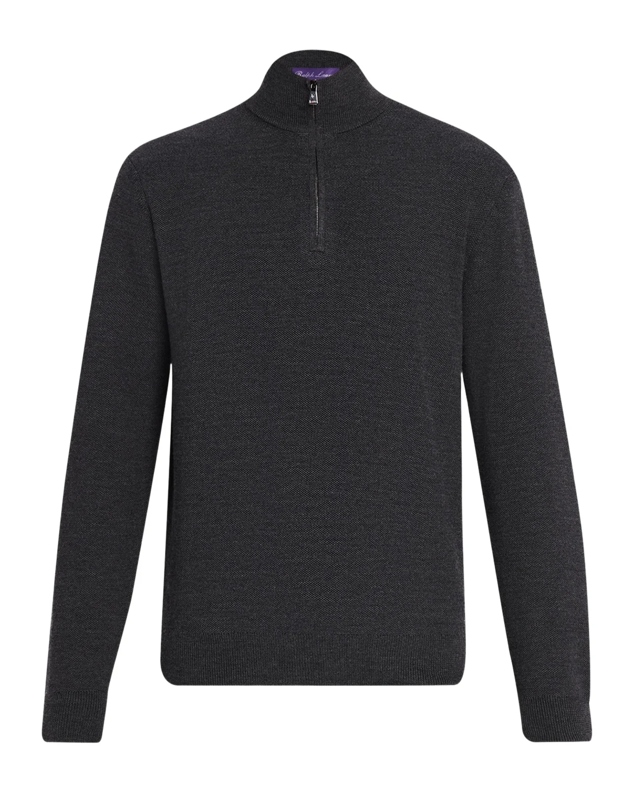 Men's Piqué-Knit Wool Quarter-Zip Sweater