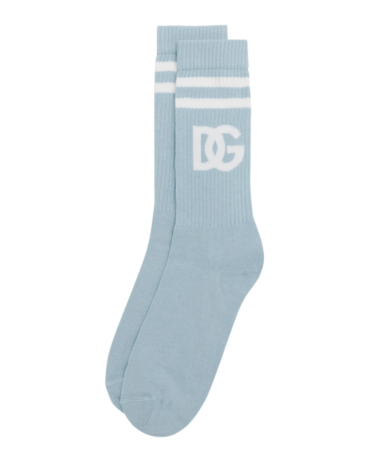 Dolce & Gabbana Men's Monogram Stripe Ribbed Crew Socks