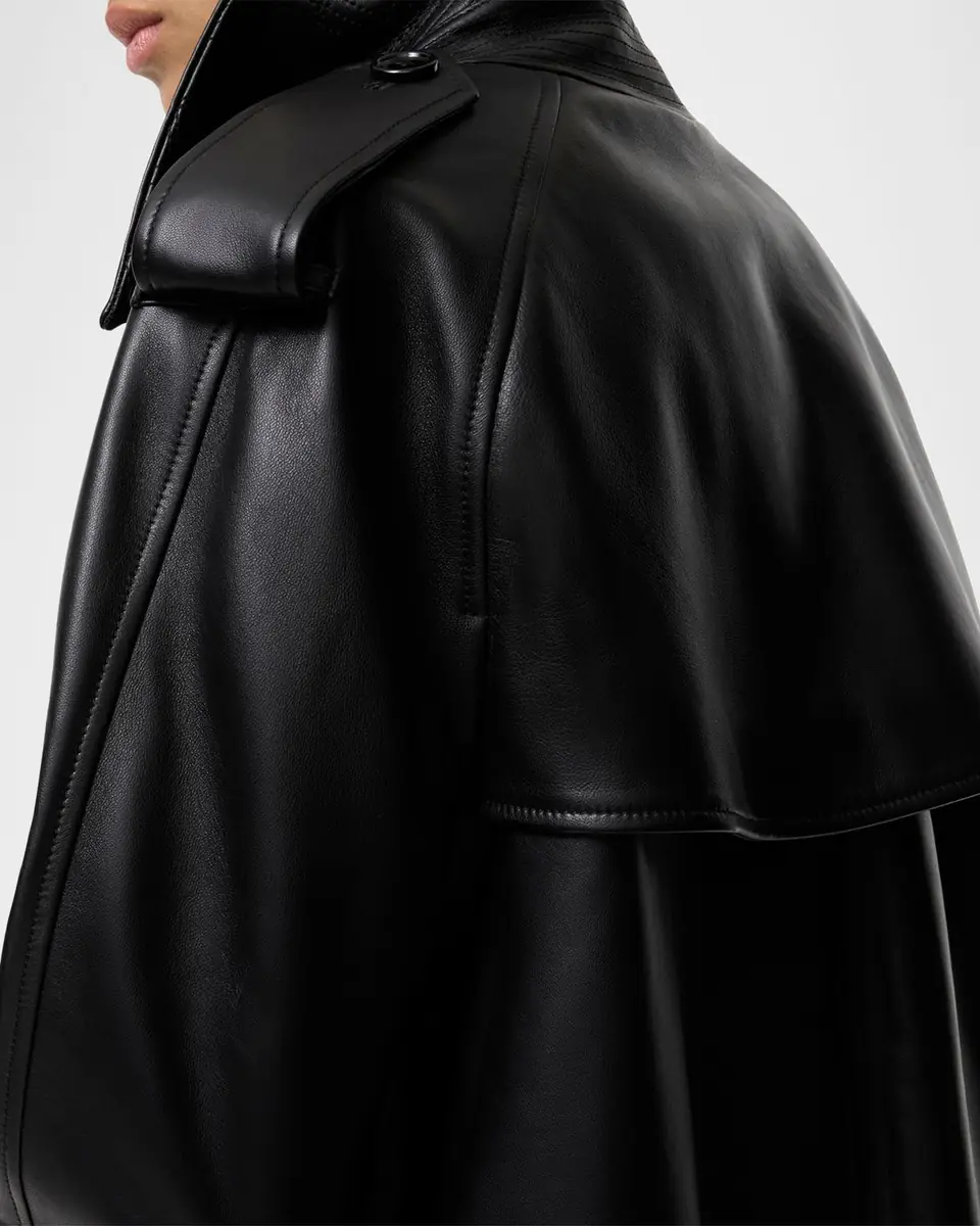 Burberry Cropped Leather Mayfair Trench Jacket | Thumbnail 4