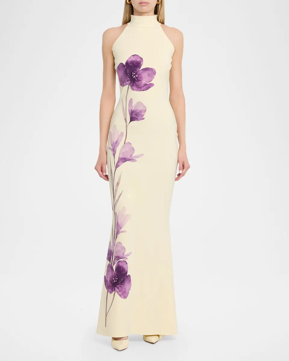 Chiara Boni La Petite Robe Gudrum Floral-Print Halter Mermaid Gown | Thumbnail 2 Chiara Boni La Petite Robe Gudrum Floral-Print Halter Mermaid Gown | Thumbnail 2