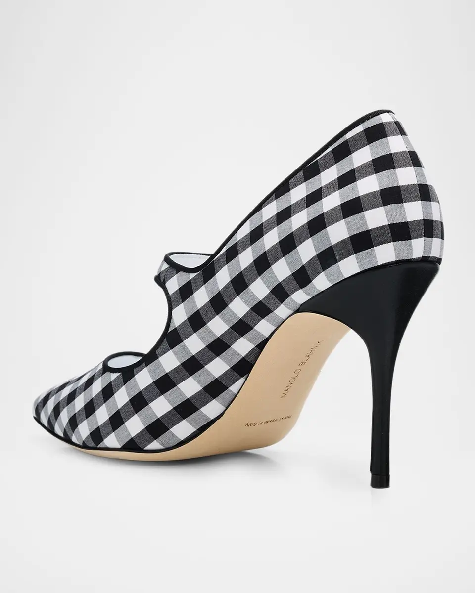 Manolo Blahnik 90mm Camparinew Gingham Mary Jane Pumps | Thumbnail 4