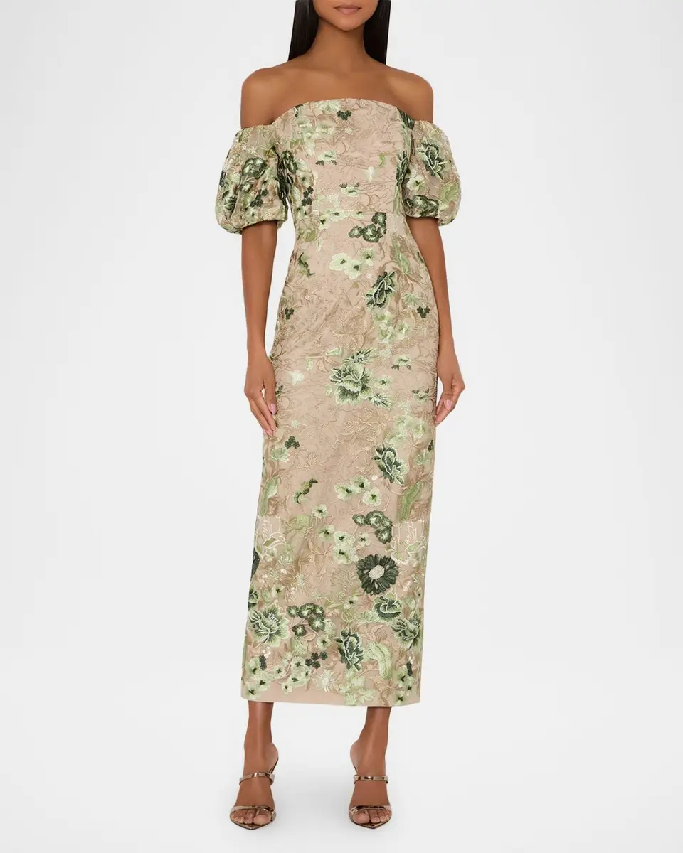Milly Nene Embroidered Off-Shoulder Maxi Dress | Thumbnail 2