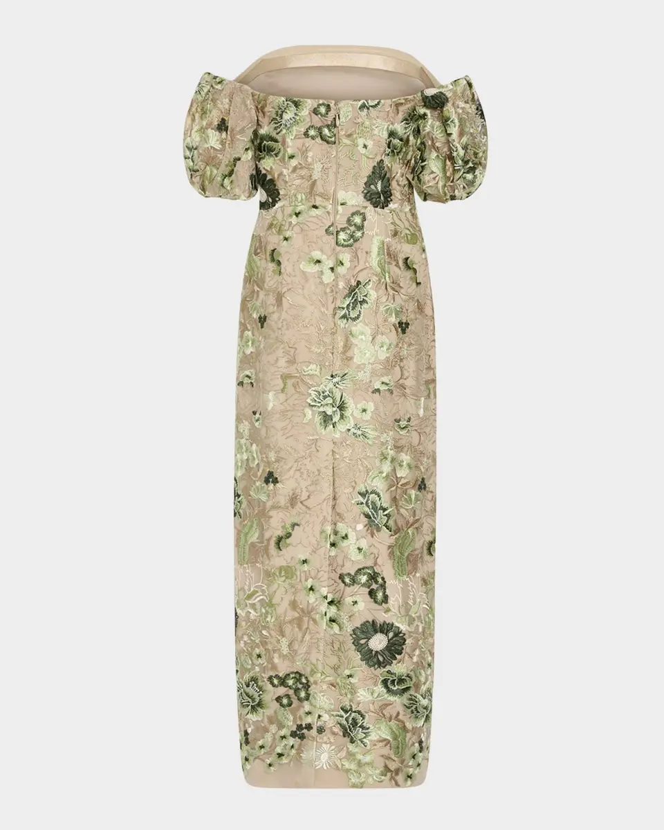 Milly Nene Embroidered Off-Shoulder Maxi Dress | Thumbnail 3