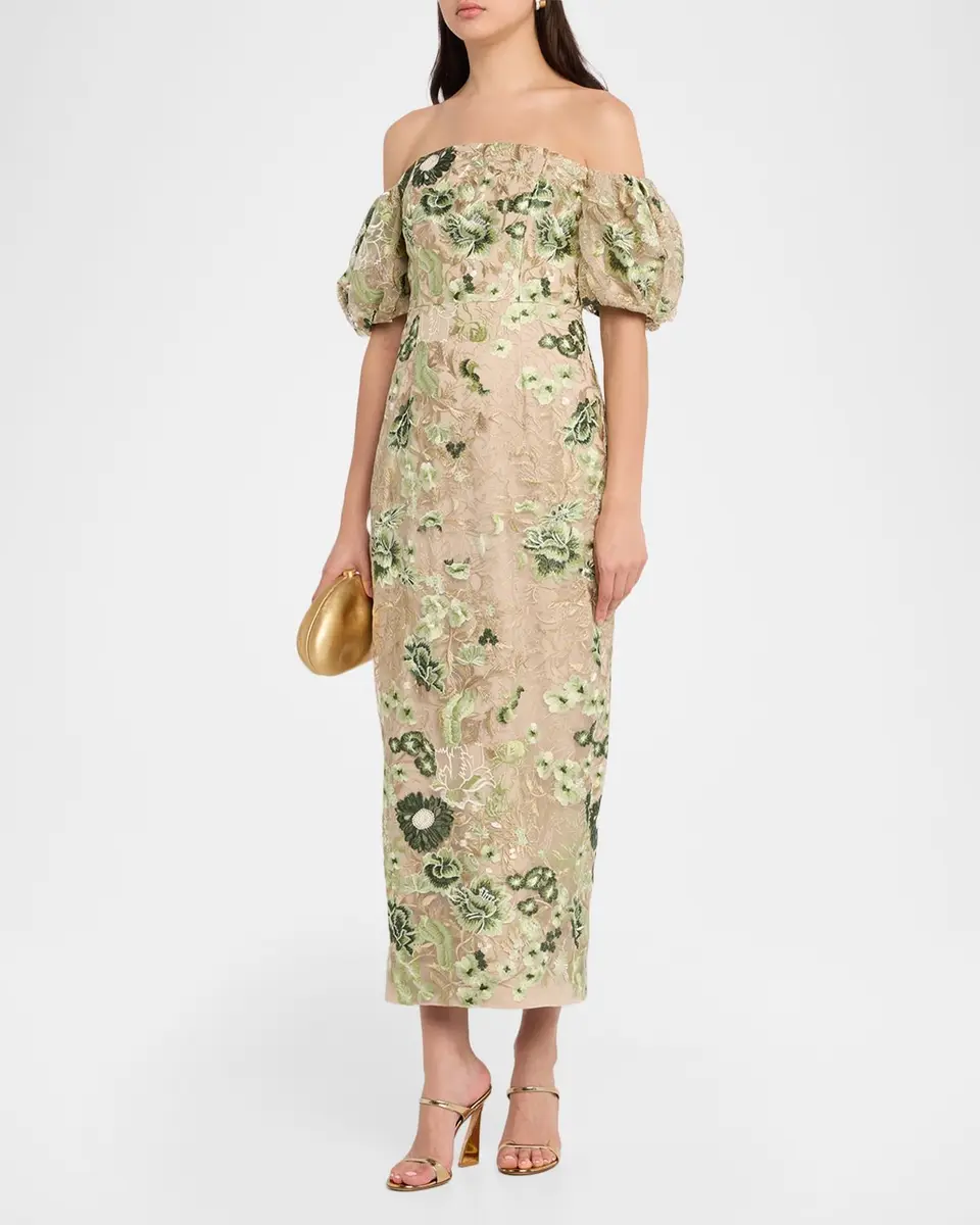 Milly Nene Embroidered Off-Shoulder Maxi Dress | Thumbnail 4