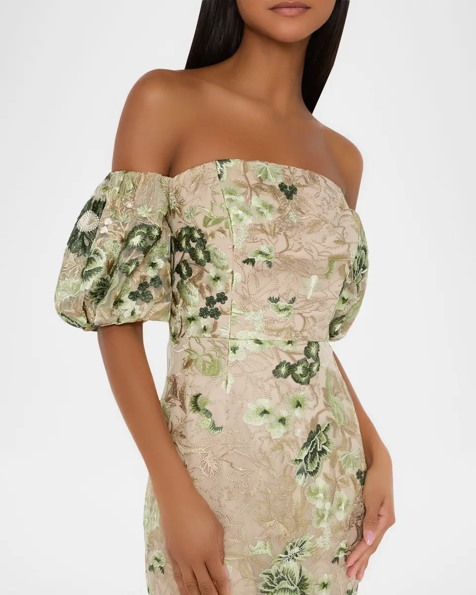 Milly Nene Embroidered Off-Shoulder Maxi Dress | Thumbnail 5
