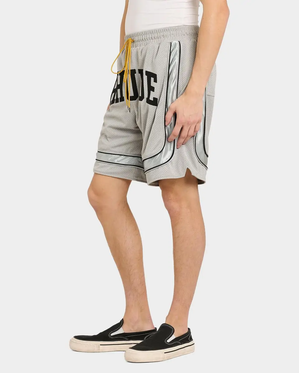 Rhude Men's Baggy Mesh Collegiate Logo Drawstring Shorts | Thumbnail 5 Rhude Men's Baggy Mesh Collegiate Logo Drawstring Shorts | Thumbnail 5