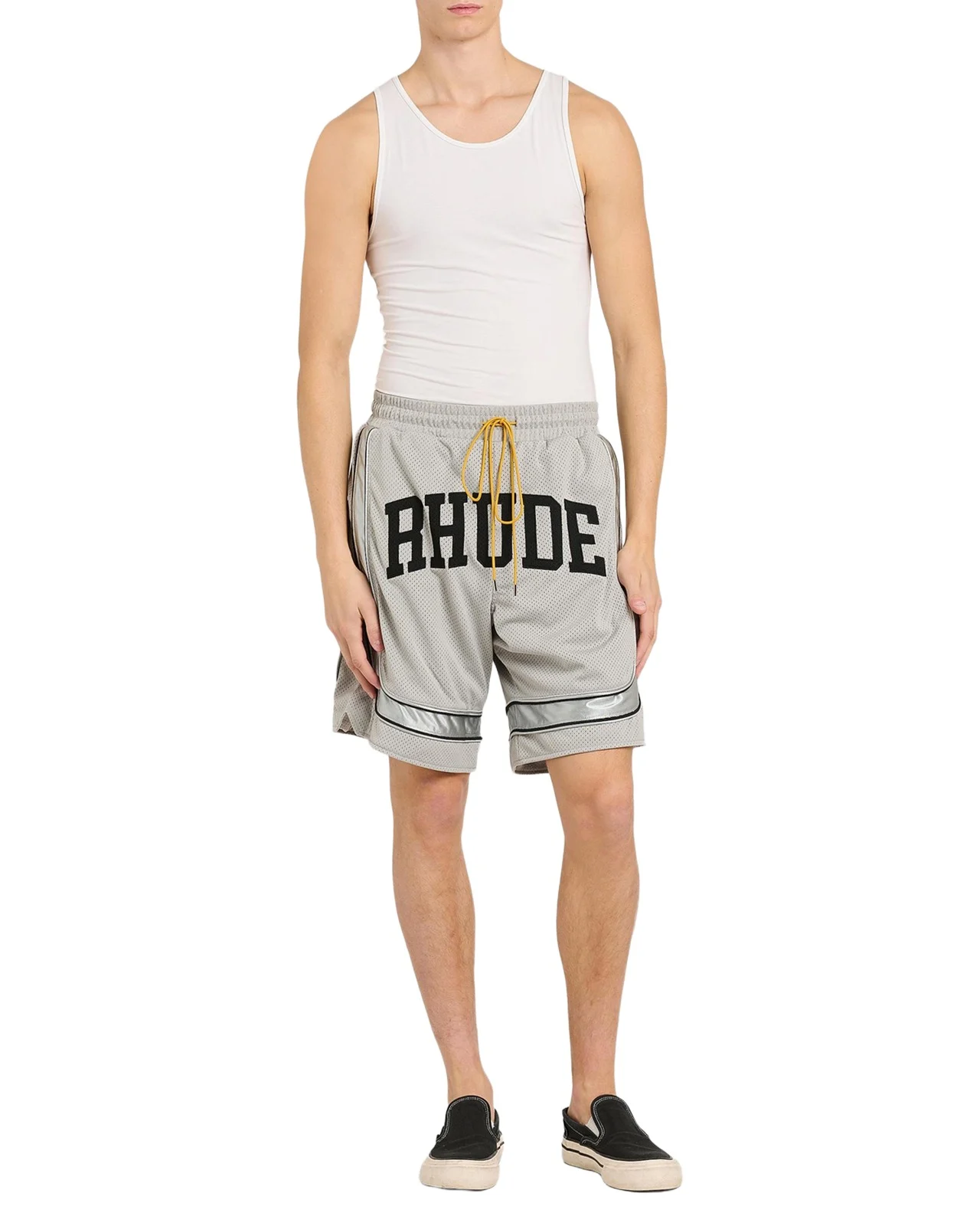 Men's Baggy Mesh Collegiate Logo Drawstring Shorts Men's Baggy Mesh Collegiate Logo Drawstring Shorts
