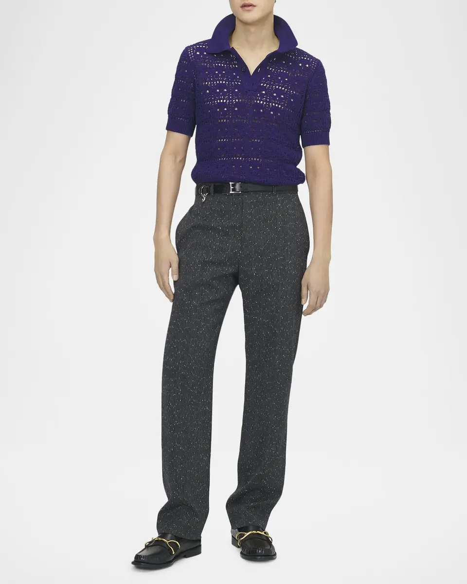 Alexander McQueen Men's Flecked Pinstripe Tailored Trousers | Thumbnail 2 Alexander McQueen Men's Flecked Pinstripe Tailored Trousers | Thumbnail 2