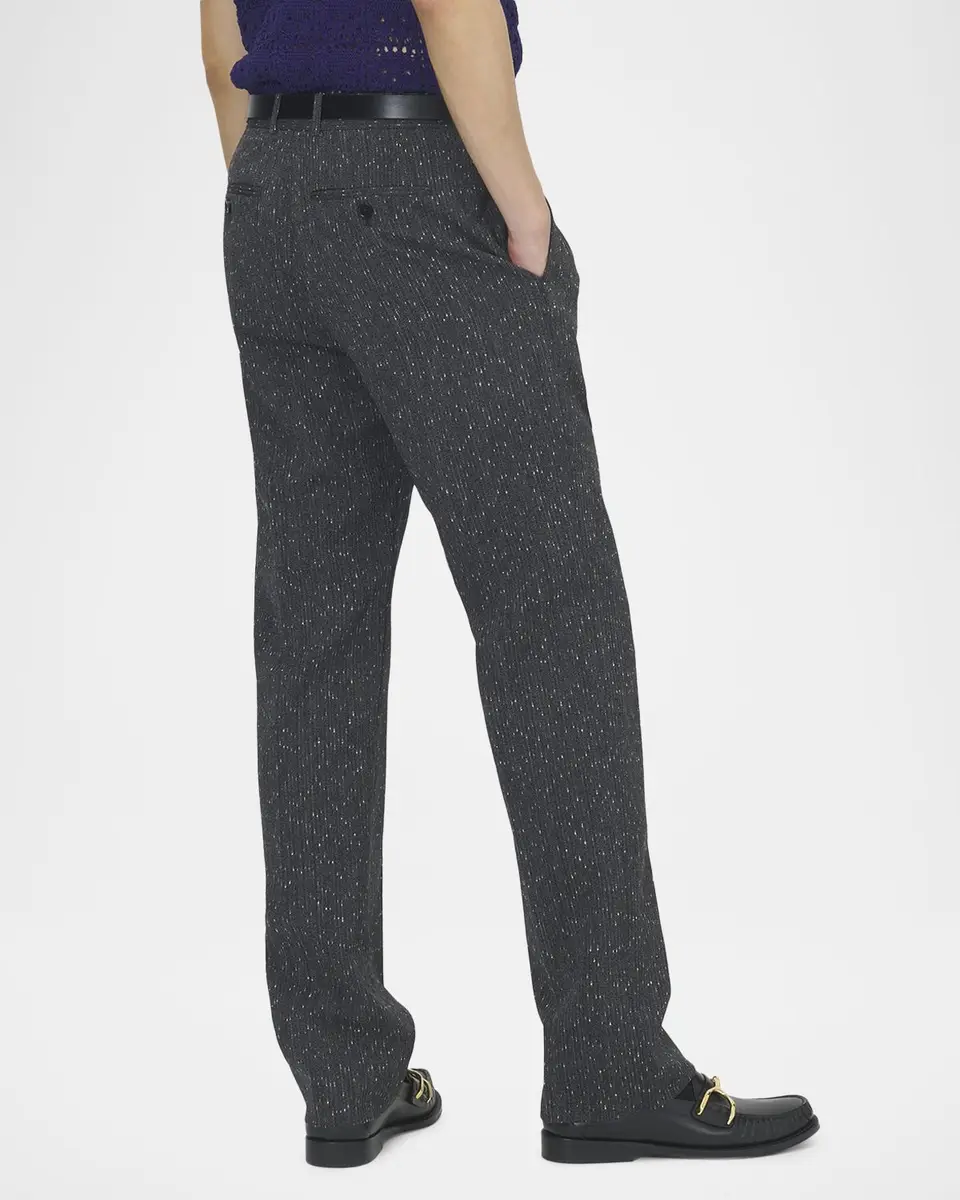 Alexander McQueen Men's Flecked Pinstripe Tailored Trousers | Thumbnail 3 Alexander McQueen Men's Flecked Pinstripe Tailored Trousers | Thumbnail 3