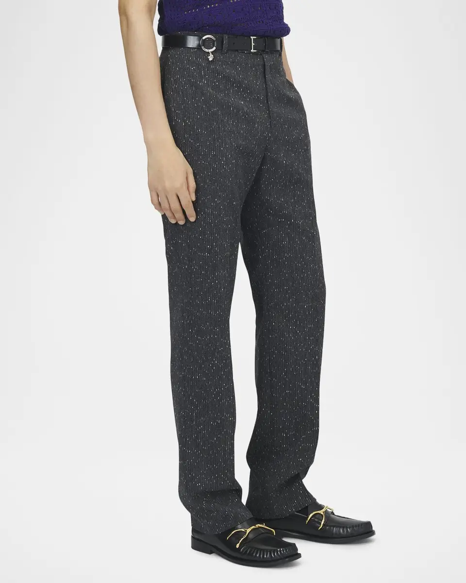 Alexander McQueen Men's Flecked Pinstripe Tailored Trousers | Thumbnail 4 Alexander McQueen Men's Flecked Pinstripe Tailored Trousers | Thumbnail 4