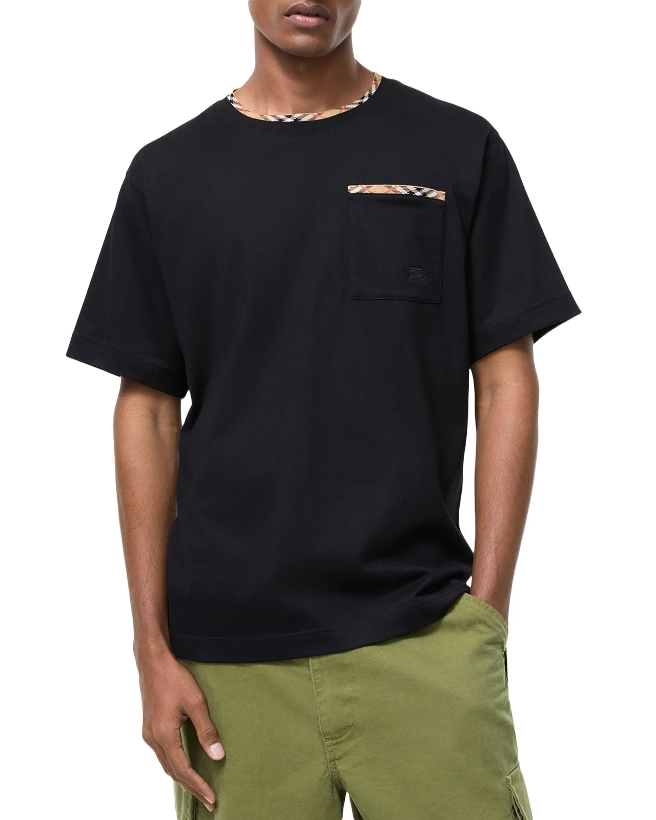 Men's Ryan Check-Trim Crewneck T-Shirt Men's Ryan Check-Trim Crewneck T-Shirt