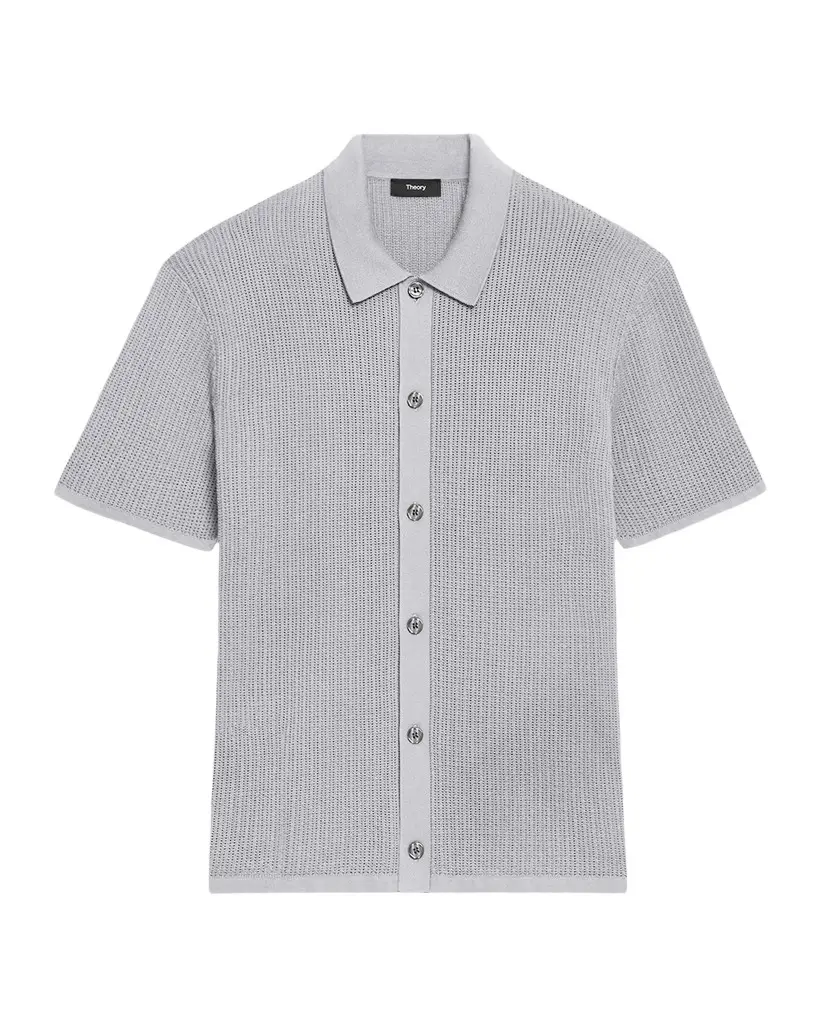 Theory Men's Cotton Mesh Knit Short-Sleeve Shirt | Image 1 Theory Men's Cotton Mesh Knit Short-Sleeve Shirt | Image 1