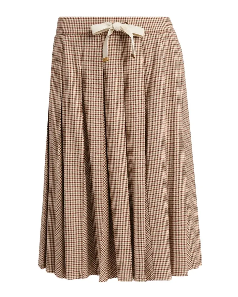 Moncler Check Pleated Wool Midi Skirt | Image 1 Moncler Check Pleated Wool Midi Skirt | Image 1