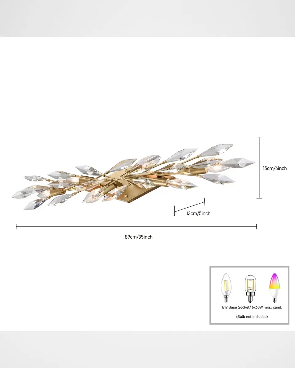 Arabela Lighting Crystal Fusion 35" 6-Light Vanity Light | Thumbnail 7 Arabela Lighting Crystal Fusion 35" 6-Light Vanity Light | Thumbnail 7