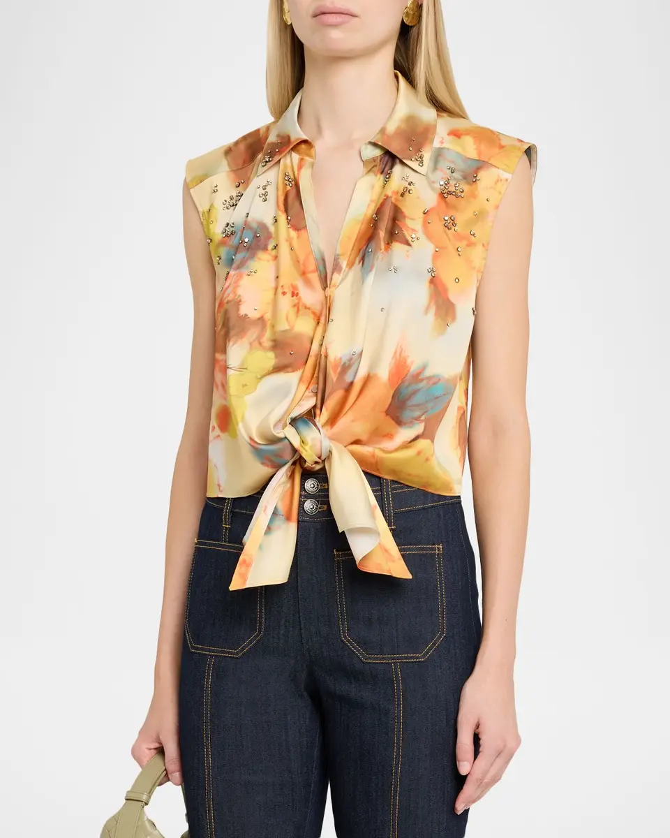 Cinq à Sept Marianna Embellished Watercolor Floral Top | Thumbnail 4 Cinq à Sept Marianna Embellished Watercolor Floral Top | Thumbnail 4