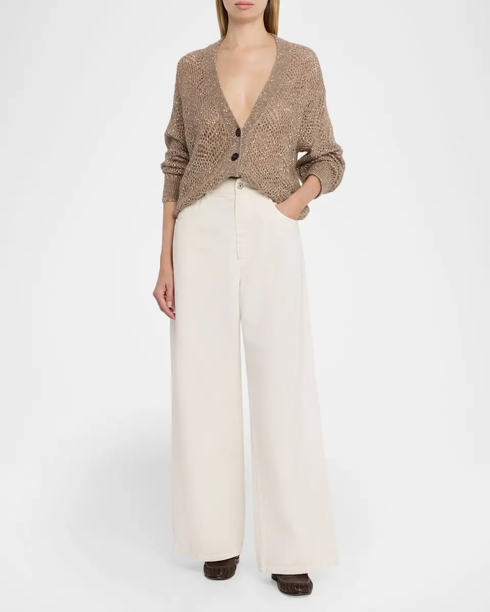 Brunello Cucinelli Sequined Mesh-Knit Cardigan | Thumbnail 2 Brunello Cucinelli Sequined Mesh-Knit Cardigan | Thumbnail 2