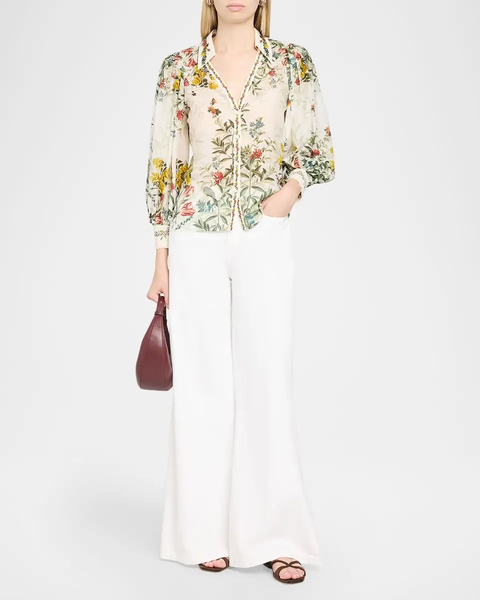 Alice + Olivia Charis Floral Button-Front Blouse | Thumbnail 2