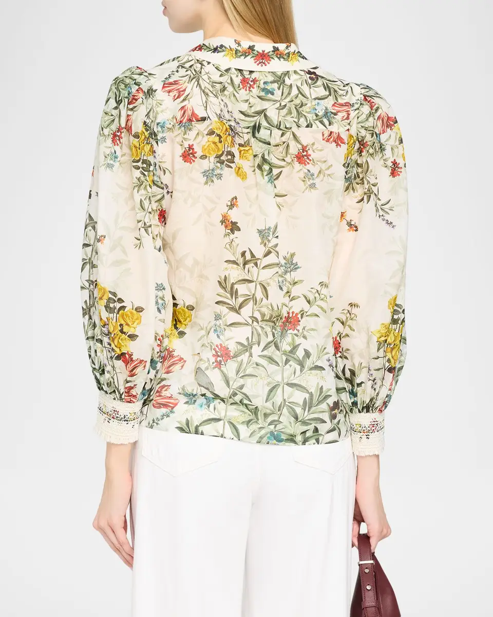Alice + Olivia Charis Floral Button-Front Blouse | Thumbnail 3