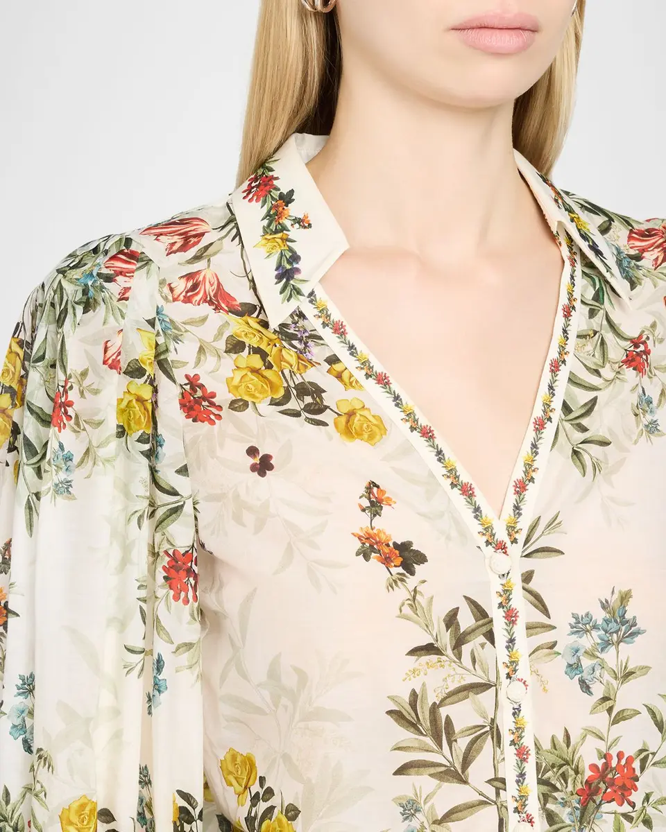 Alice + Olivia Charis Floral Button-Front Blouse | Thumbnail 5