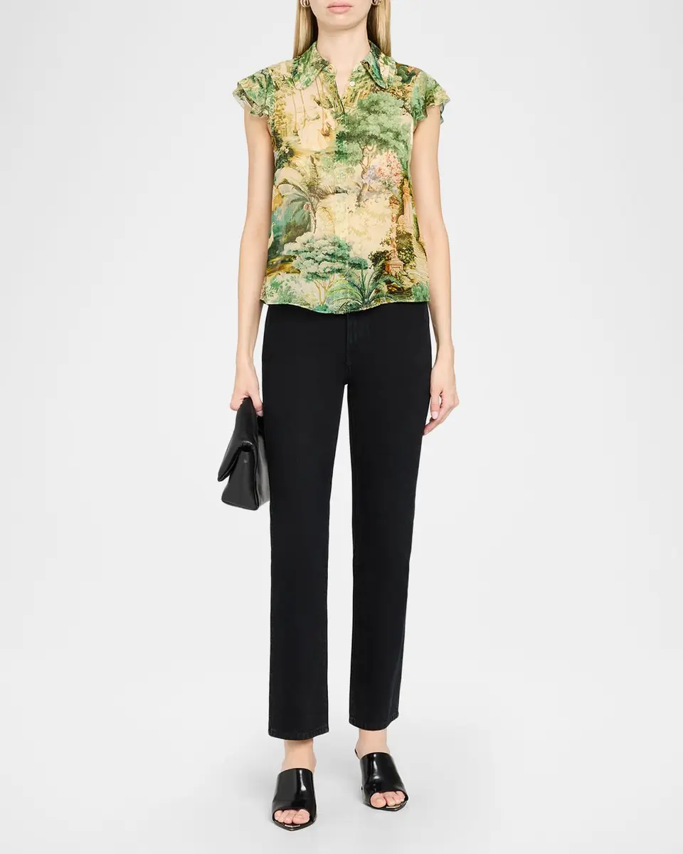 Alice + Olivia Martel Flutter-Sleeve Blouse | Thumbnail 2 Alice + Olivia Martel Flutter-Sleeve Blouse | Thumbnail 2