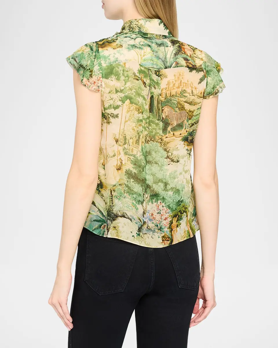 Alice + Olivia Martel Flutter-Sleeve Blouse | Thumbnail 3 Alice + Olivia Martel Flutter-Sleeve Blouse | Thumbnail 3