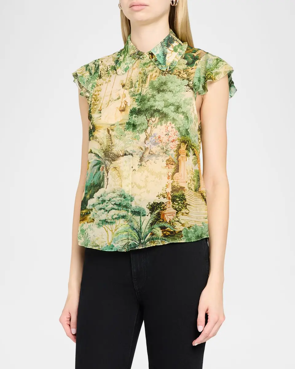 Alice + Olivia Martel Flutter-Sleeve Blouse | Thumbnail 4 Alice + Olivia Martel Flutter-Sleeve Blouse | Thumbnail 4