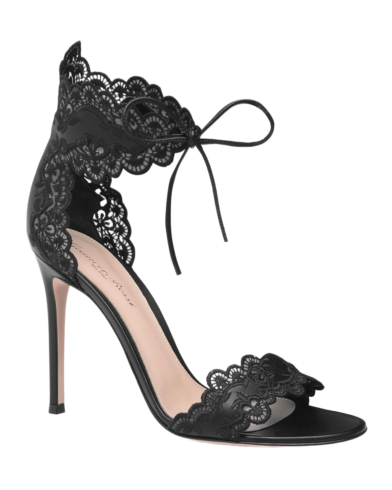 Gianvito Rossi 105mm Evie Embroidered Leather Ankle-Tie Sandals