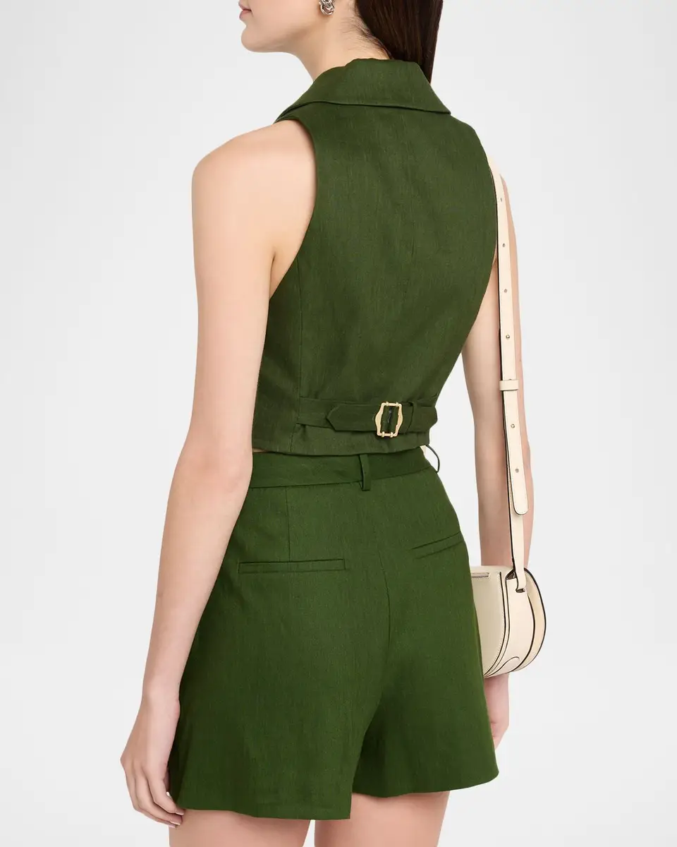Alice + Olivia Donna Linen-Blend Vest | Thumbnail 3