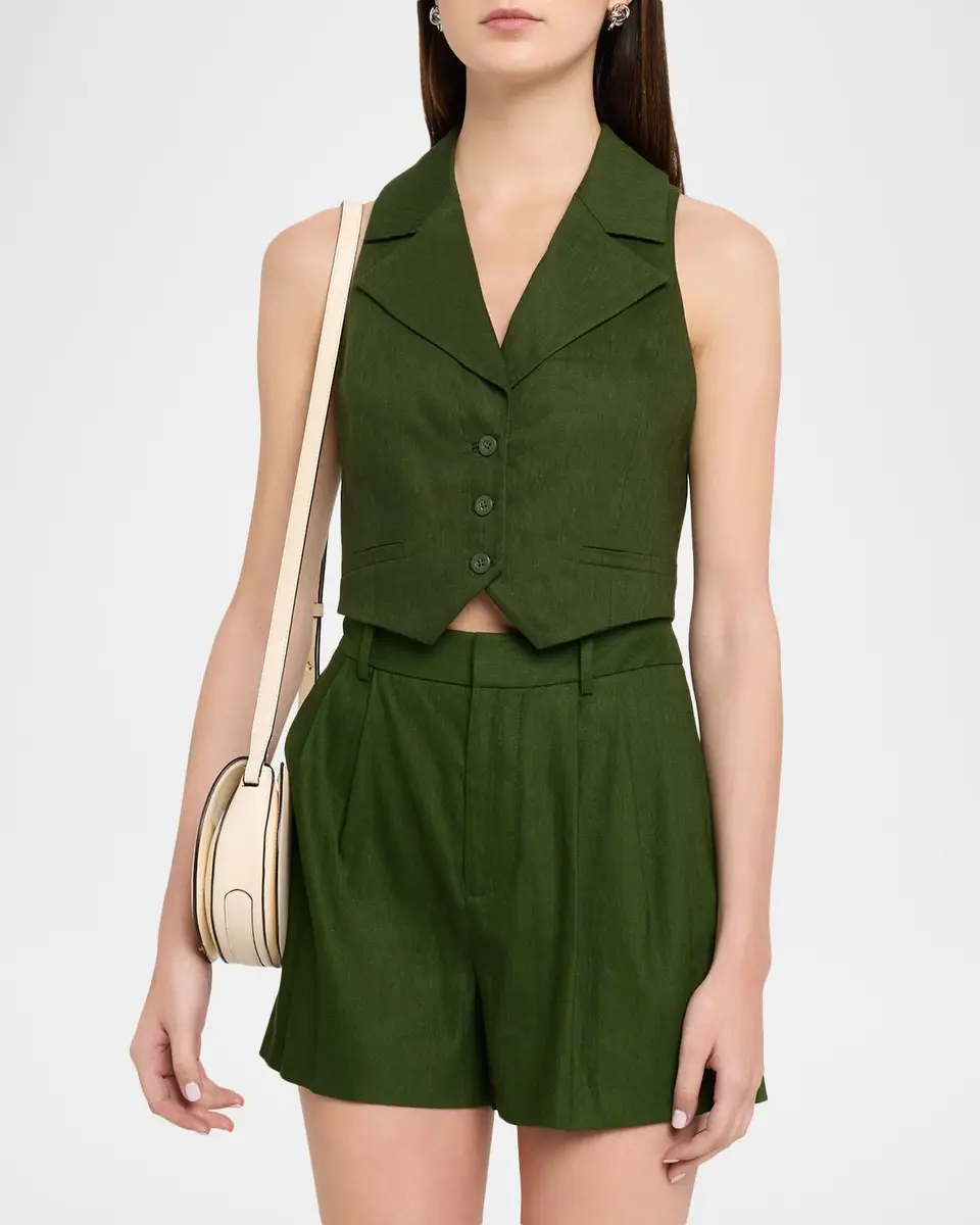 Alice + Olivia Donna Linen-Blend Vest | Thumbnail 4