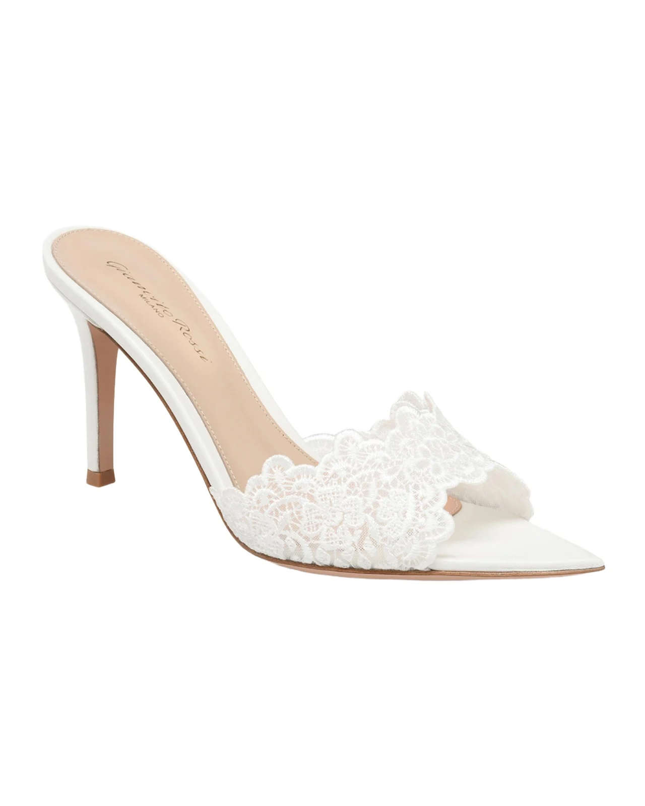 Gianvito Rossi 85mm Yvonne Embroidered Mesh Mules