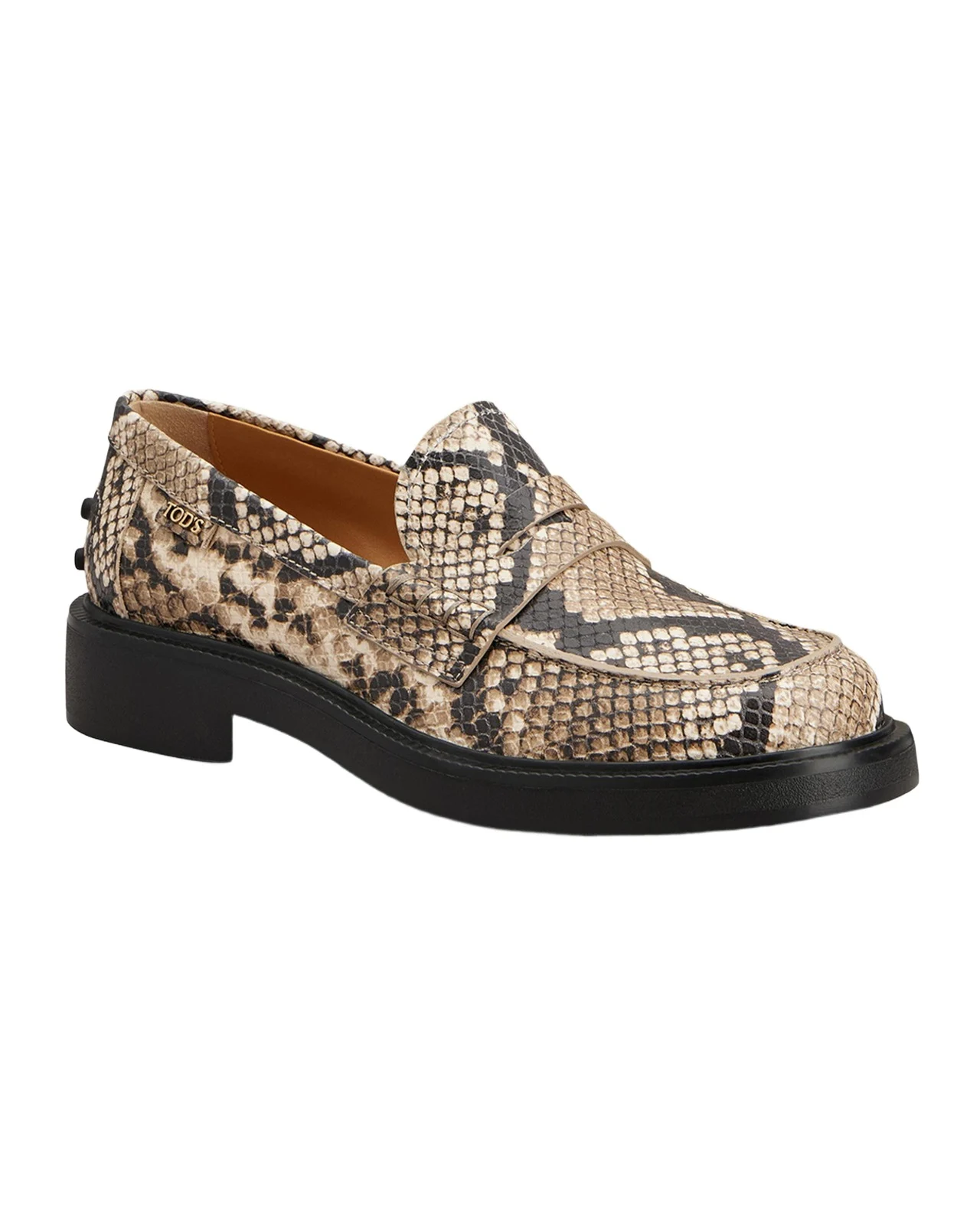 Snake-Printed Leather Loafers