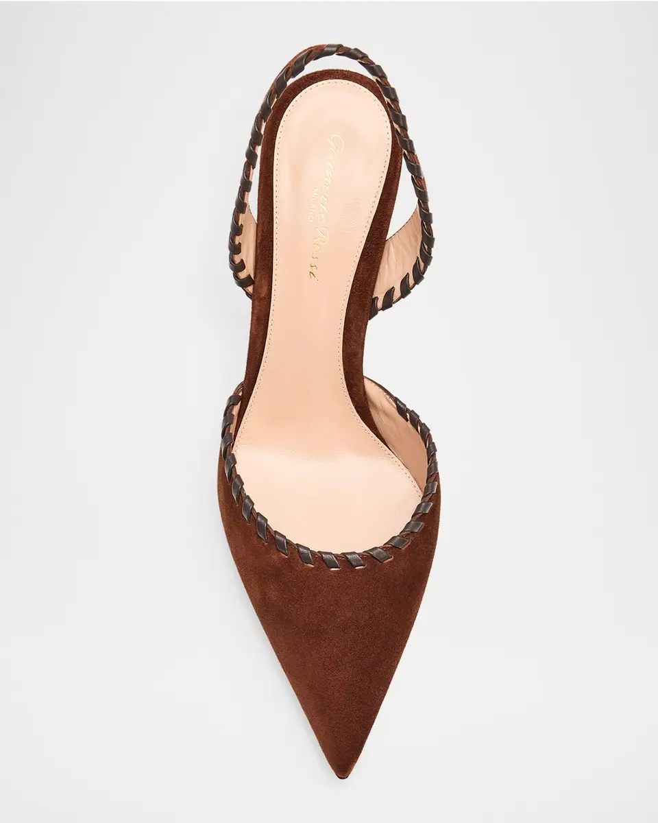 Gianvito Rossi 85mm Whipstitch Suede Slingback Pumps | Thumbnail 6 Gianvito Rossi 85mm Whipstitch Suede Slingback Pumps | Thumbnail 6