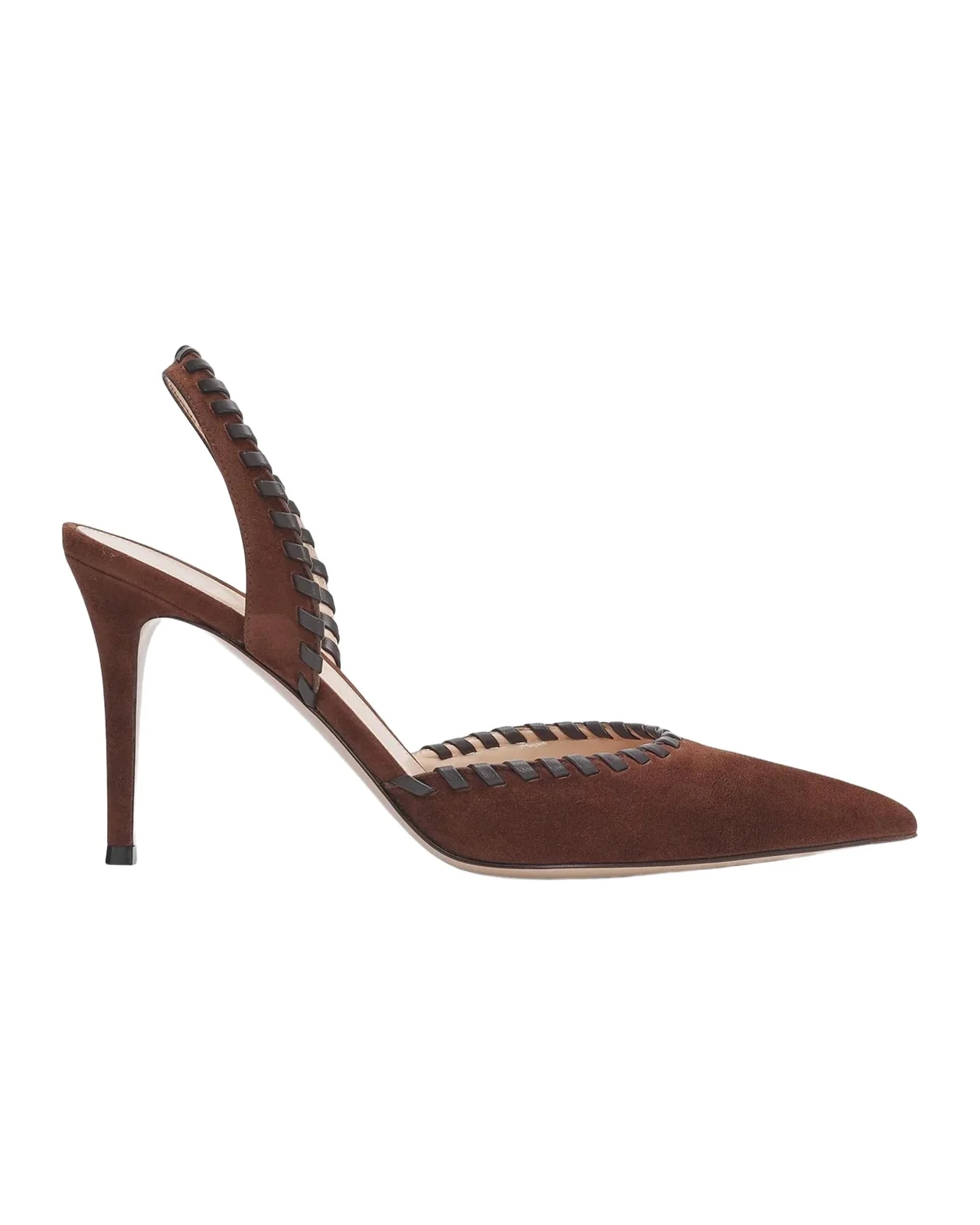 Gianvito Rossi 85mm Whipstitch Suede Slingback Pumps