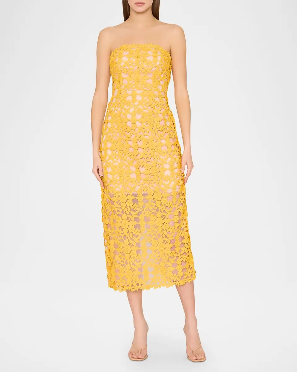 Milly Kait Strapless Crochet Lace Midi Dress | Thumbnail 2 Milly Kait Strapless Crochet Lace Midi Dress | Thumbnail 2