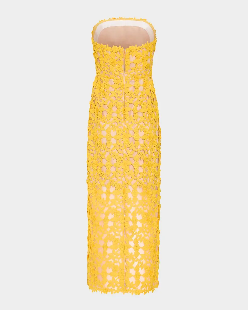 Milly Kait Strapless Crochet Lace Midi Dress | Thumbnail 3 Milly Kait Strapless Crochet Lace Midi Dress | Thumbnail 3