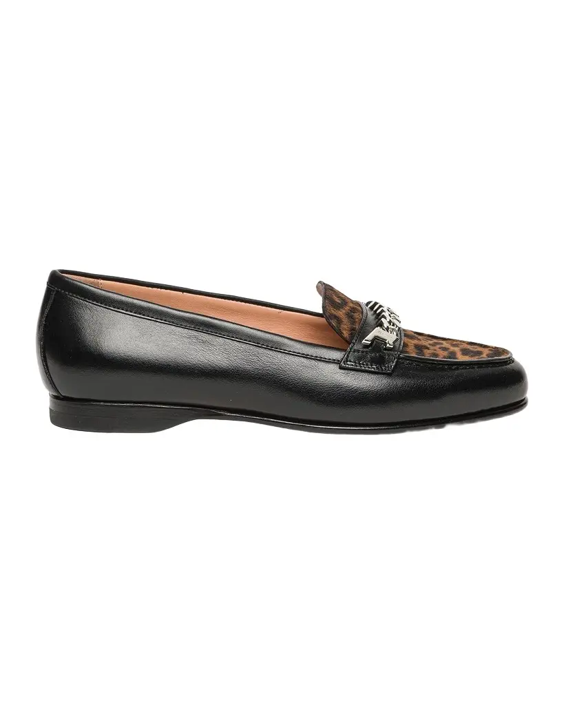 Santoni Leopard Calf Hair and Leather Bit Loafers | Image 1 Santoni Leopard Calf Hair and Leather Bit Loafers | Image 1