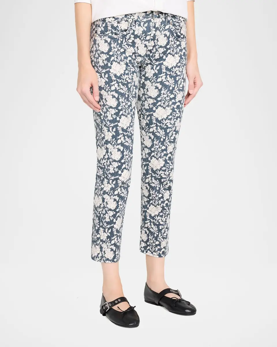 R13 Floral Boy Straight Cropped Jeans | Thumbnail 4