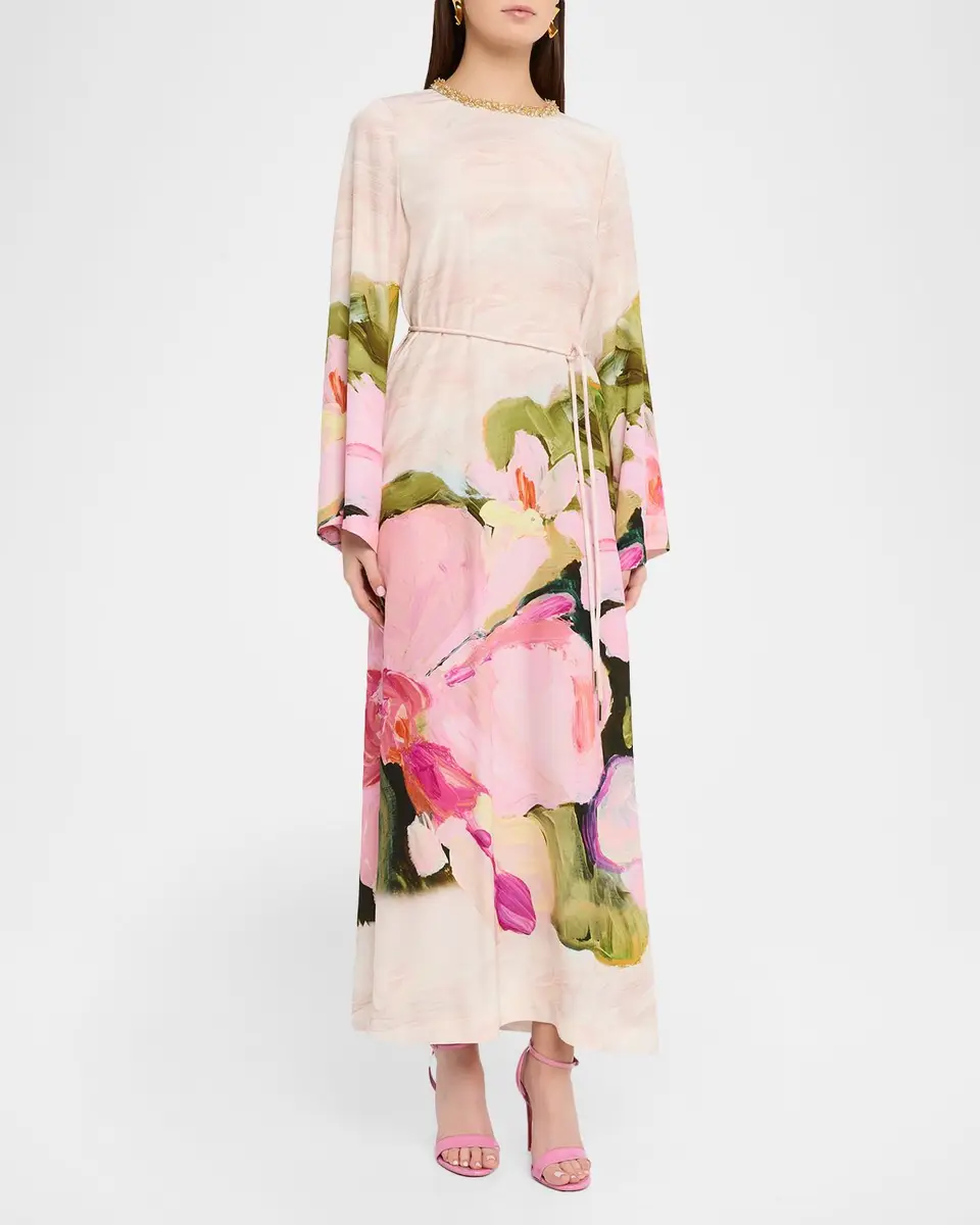 ACLER Regan Embellished Floral Tie-Waist Maxi Dress | Thumbnail 4