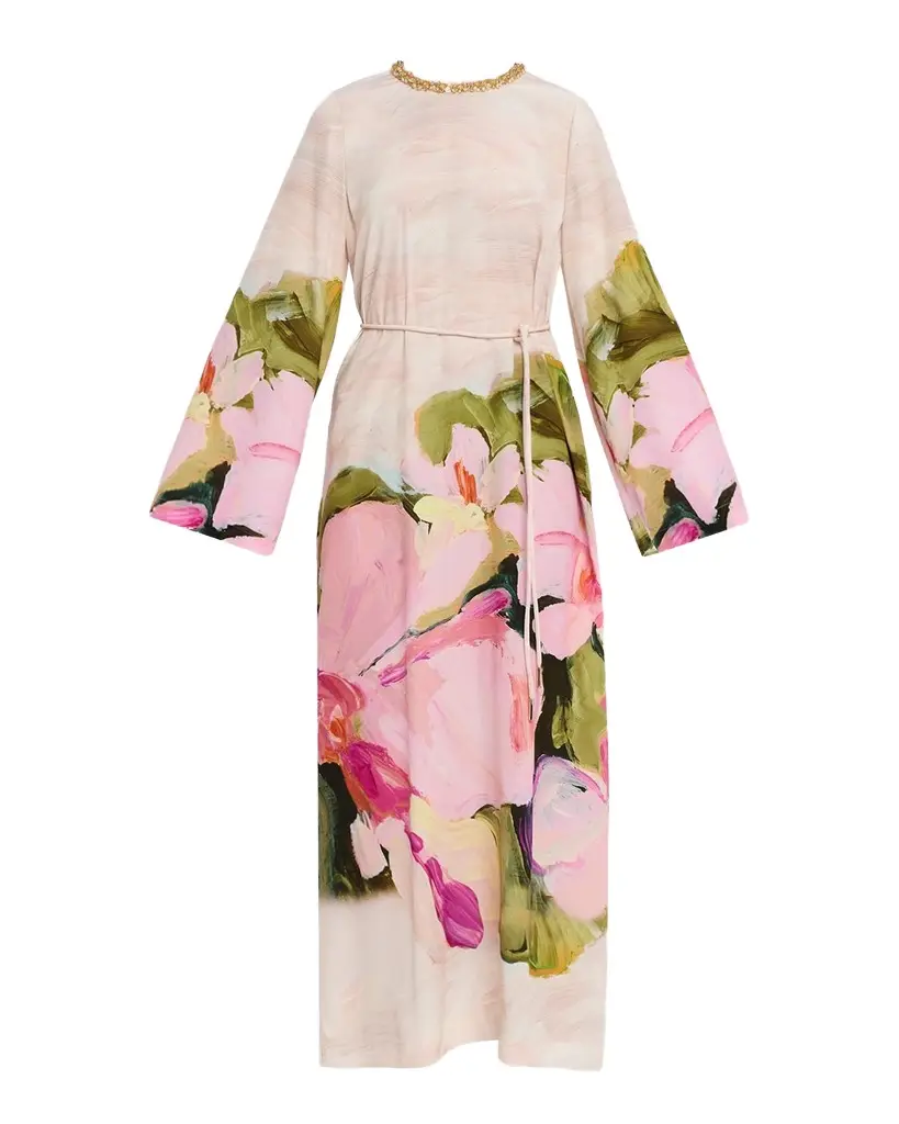 ACLER Regan Embellished Floral Tie-Waist Maxi Dress | Image 1 ACLER Regan Embellished Floral Tie-Waist Maxi Dress | Image 1