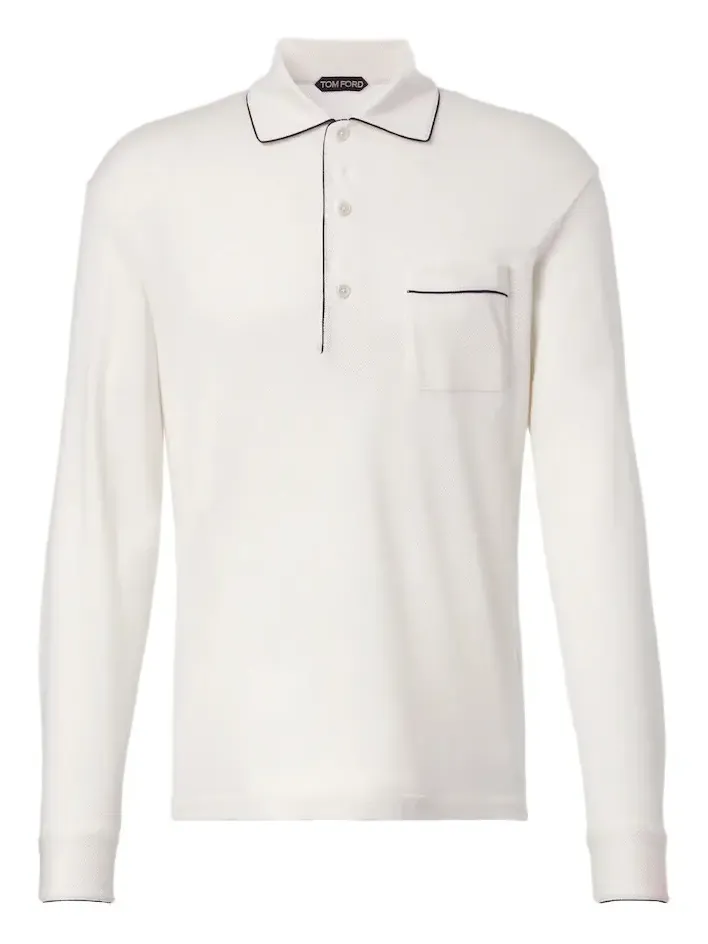 Silk and cotton piqué polo shirt