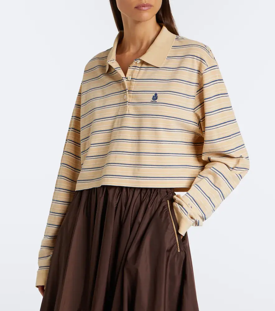 Prada Logo striped cotton piqué polo shirt | Thumbnail 5